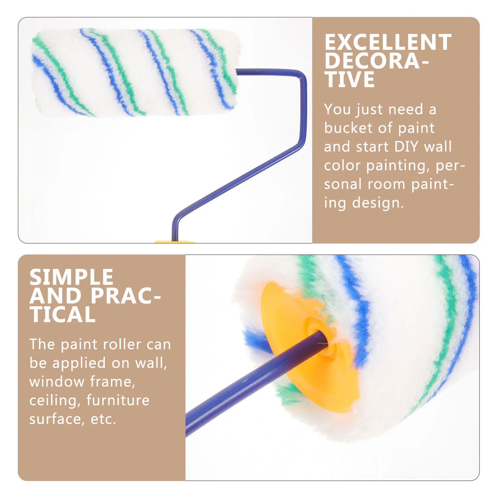 

1Set Paint Rollers Durable Nonslip Grip Wall Painting Tool Kit Easy Operate DIY Home Improvement Supplies Paint Roller