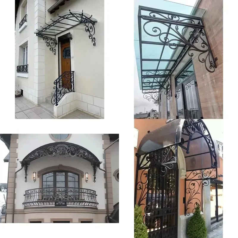 Wrought Iron Canopy Steel Awning Vintage Outdoor Pergola
