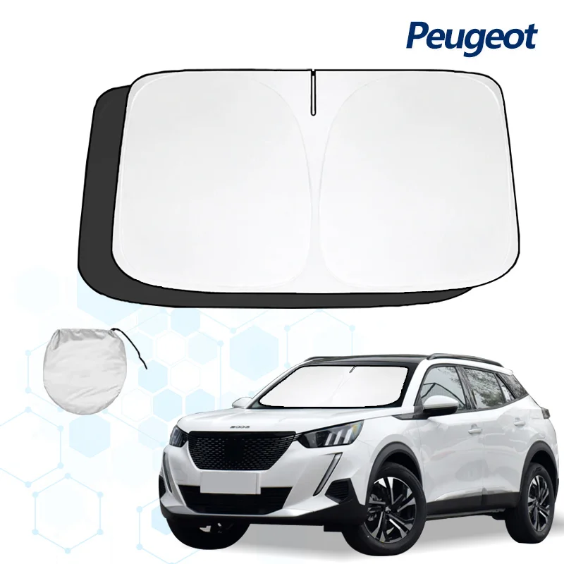 Car Windshield Sun Shade For Peugeot 2008 Sunshade Summer Visor Protector Foldable Blocks UV Rays Protection Accessories