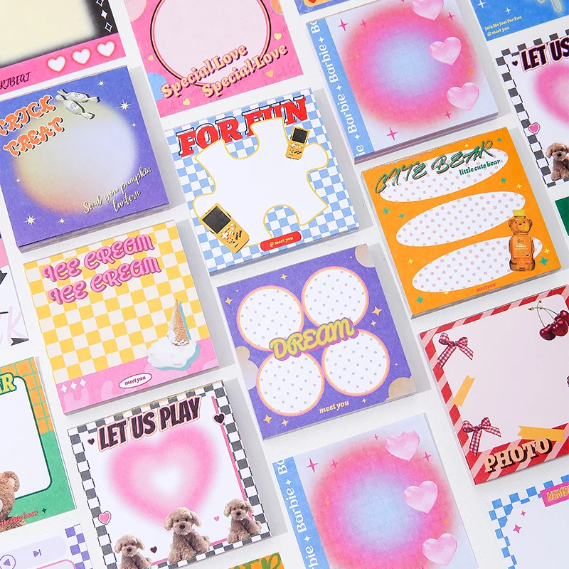 90 Sheets Cute Retro Memo Pad Scrapbooking Decoration Material Paper Collage Message Notes Planner Notepad School Stationery