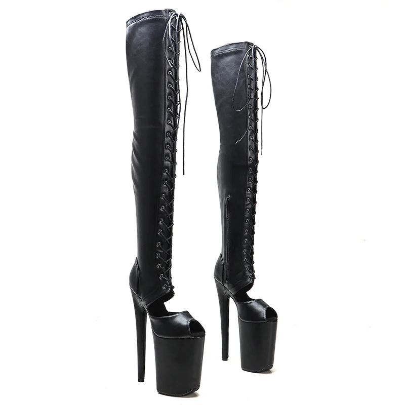 

Leecabe 23CM/9inches matte upper New Design Extreme High Heel Erotic Lap Dancing Stripper Shoes Platform thigh high boots 5B