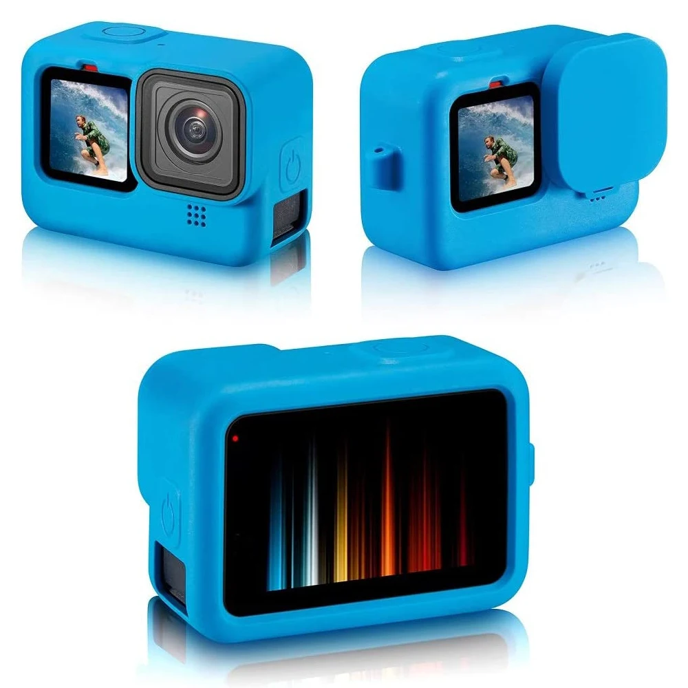 Luva de silicone capa protetora para gopro hero 11 hero 10/9 preto habitação quadro com cordão e lente capa acessórios