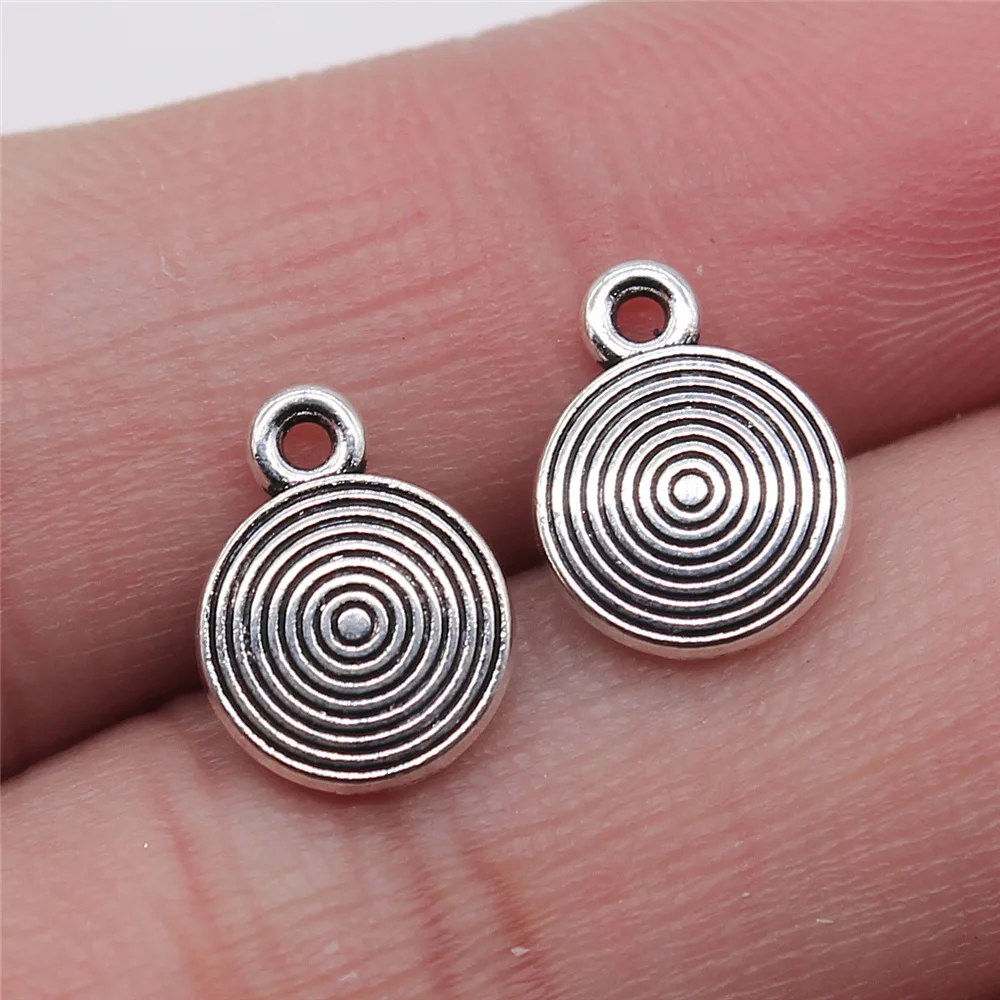 IFOCUS 20pcs/Lot Circle Round Charms For DIY Jewelry Making Zinc Alloy 9x12mm/0.35x0.47inch