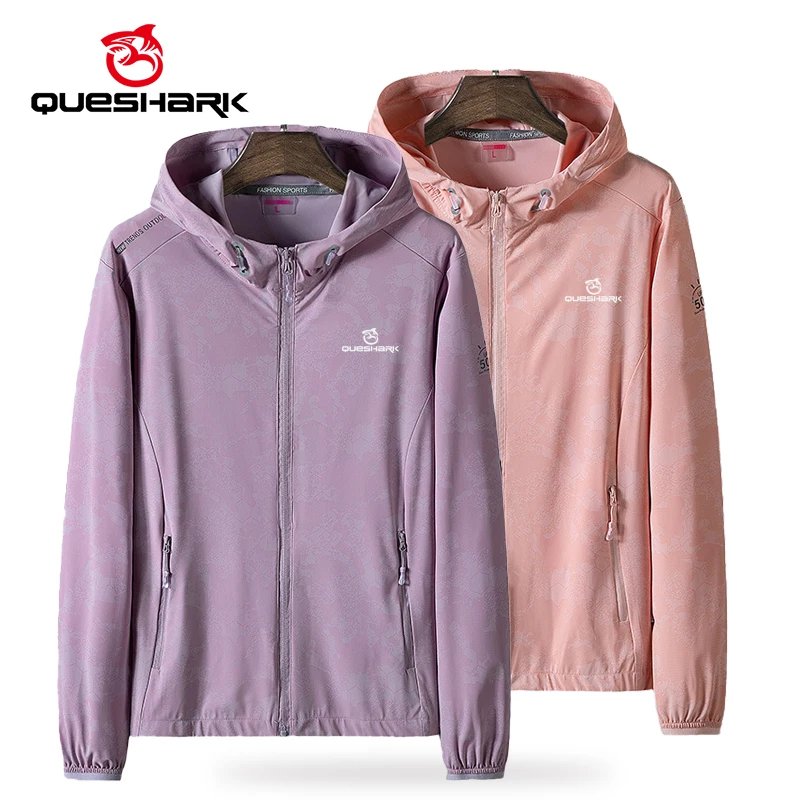 

Queshark UPF50 + солнцезащитная походная куртка женская быстросохнущая анти-УФ-одежда для велоспорта, вождения, треккинга, путешествий, спортивное пальто