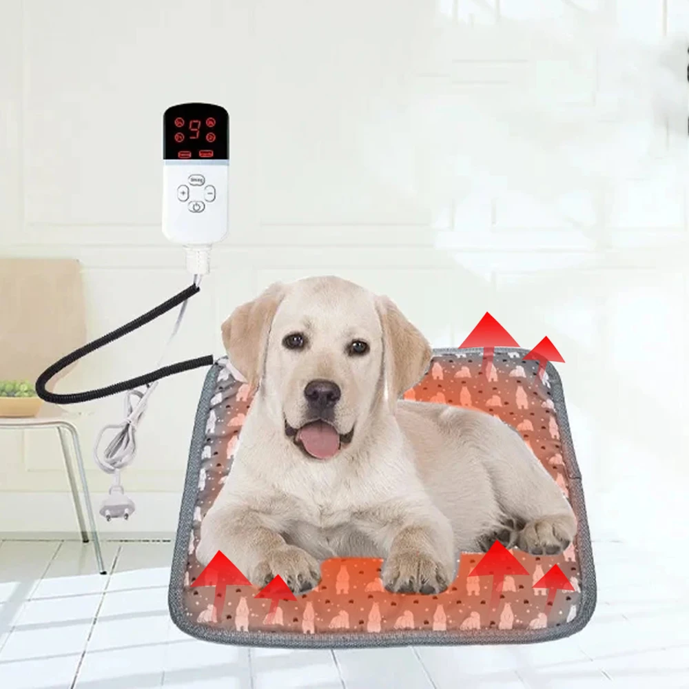 Dog Heating Pad Temperature Adjustable Wire Heated Cat Bed Waterproof Electric 3,9 Gears Heated Mat Puppy Small Pet