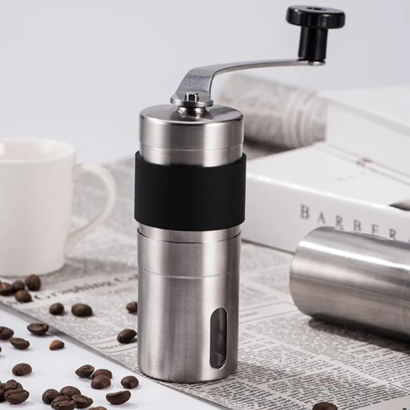 Silver Coffee Grinder Mini Stainless Steel Hand Drinder Manual Handmade Coffee Bean Burr Grinders Mill Kitchen Tool Grinders