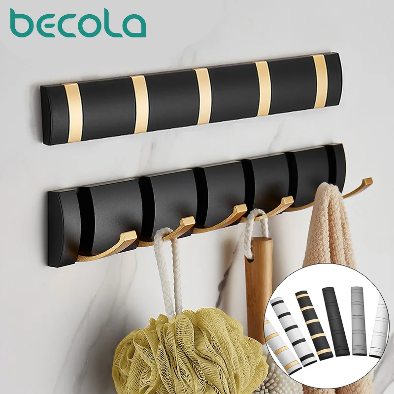 

Becola Door Hanger Clothes Hook Towel Holder Wall mounted Racks For Towels Golden Bathroom Accessories Bag Hangers Small Hooks