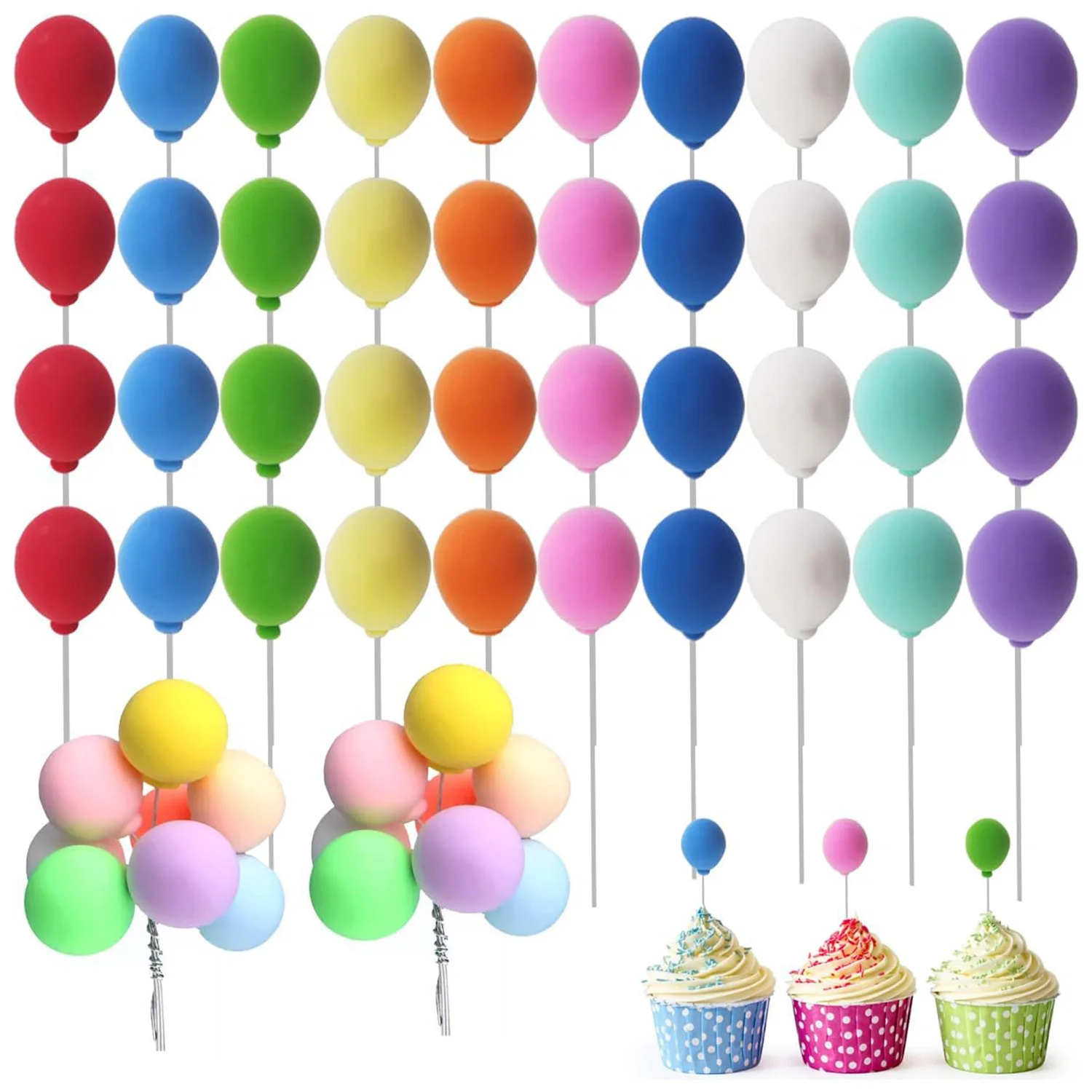 Globos coloridos para decoración de tartas, Mini globos redondos para magdalenas, decoración de pasteles para bodas, cumpleaños, suministros para fiestas de Baby Shower