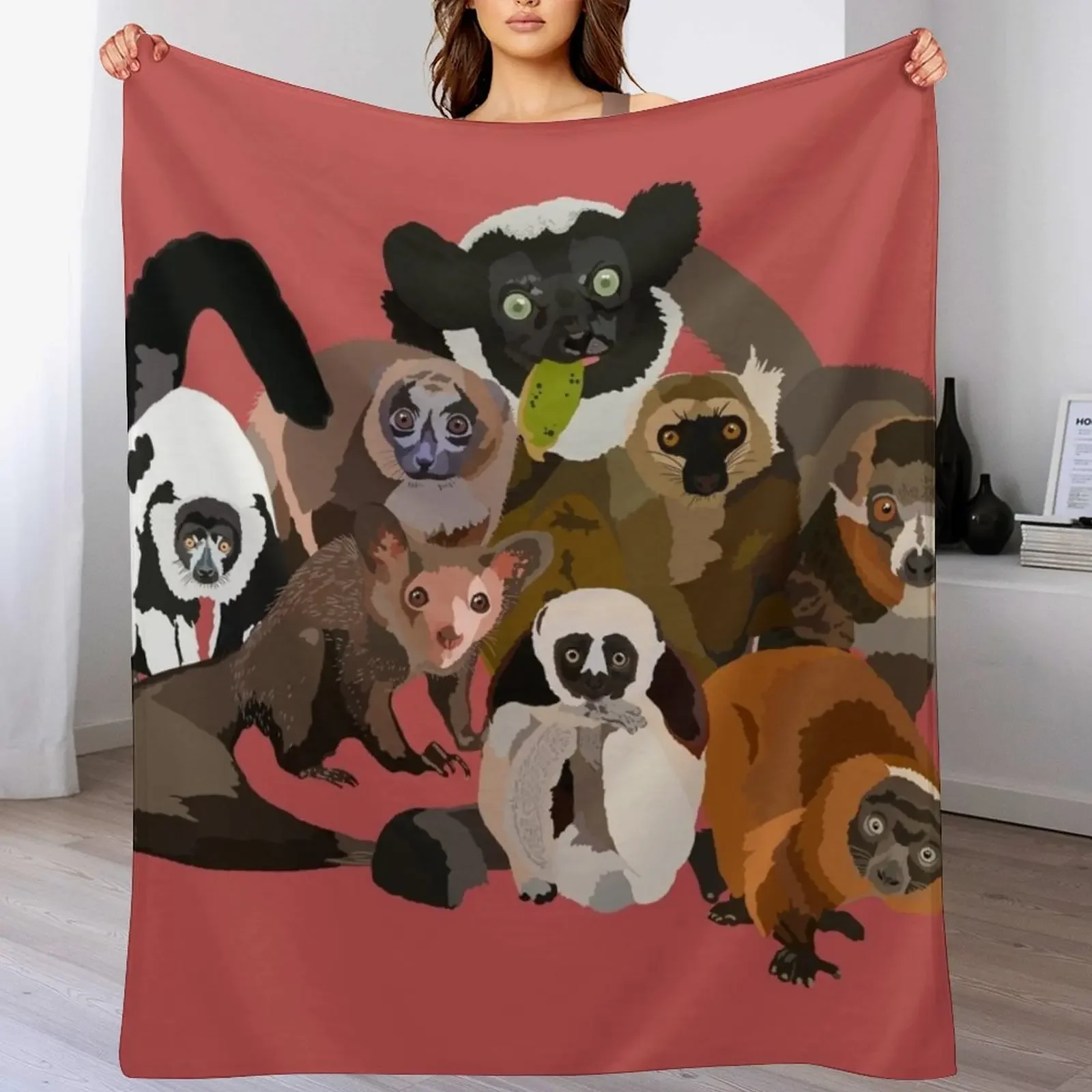 

L is for Lemur Throw Blanket Flannel Fleece Soft Warm Throw Blanket