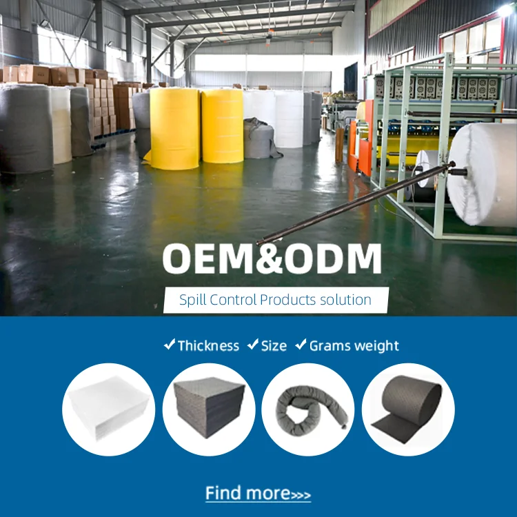 Tampone di assorbimento dell'olio facile da strappare di livello professionale perforato giallo di fabbrica per prevenire fuoriuscite chimiche