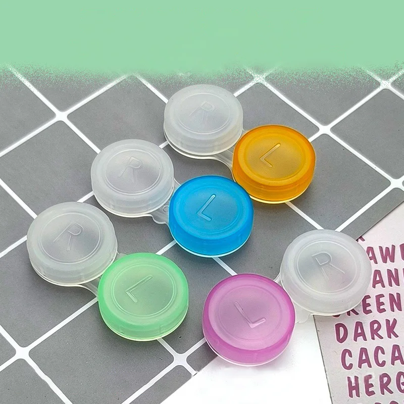 Portable Translucent Contact Lens Case Dual Compartment Contact Lens Storage Container With Left Right Mark For Daily Travel Use