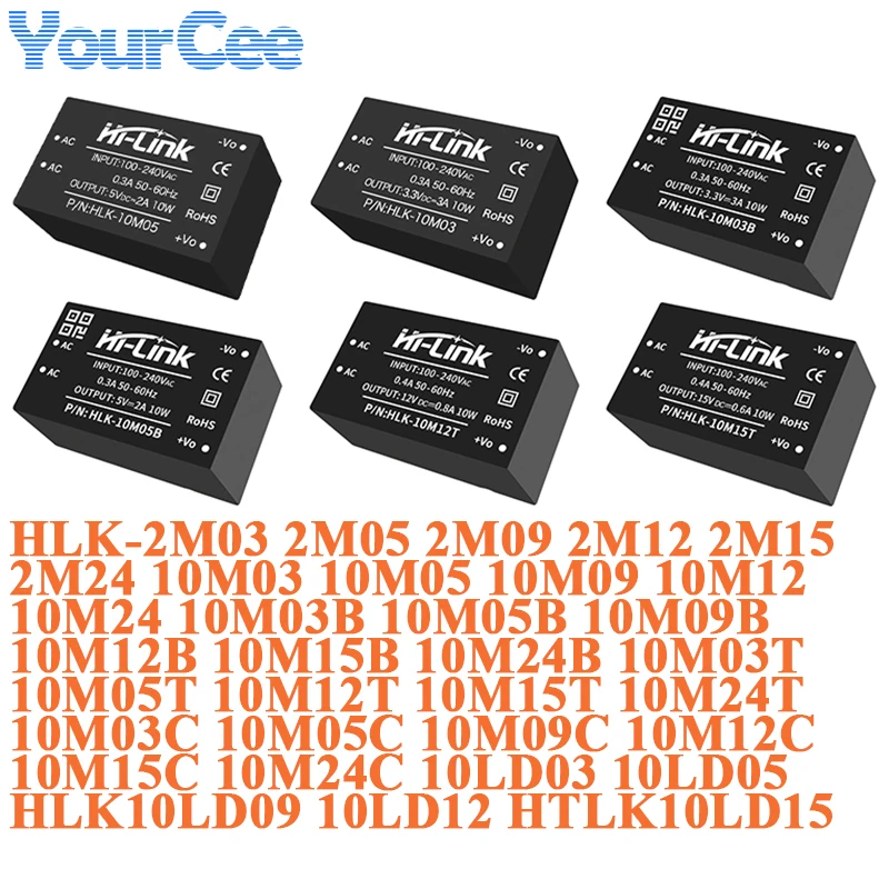 HLK-10M05 HLK-10M12 HLK-2M12 HLK-2M09 HLK-2M05 2M03 AC-DC Power Module Mini Isolation Switch Power Supply Module 220v To 12V/5V