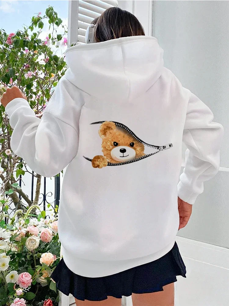 Bear Graphic Sweatshirt Sleeve CrewNeck Casual Hoodies For Autumn Women\'s Clothing Kawaii Female Harajuku Women\'s Sweatshirt