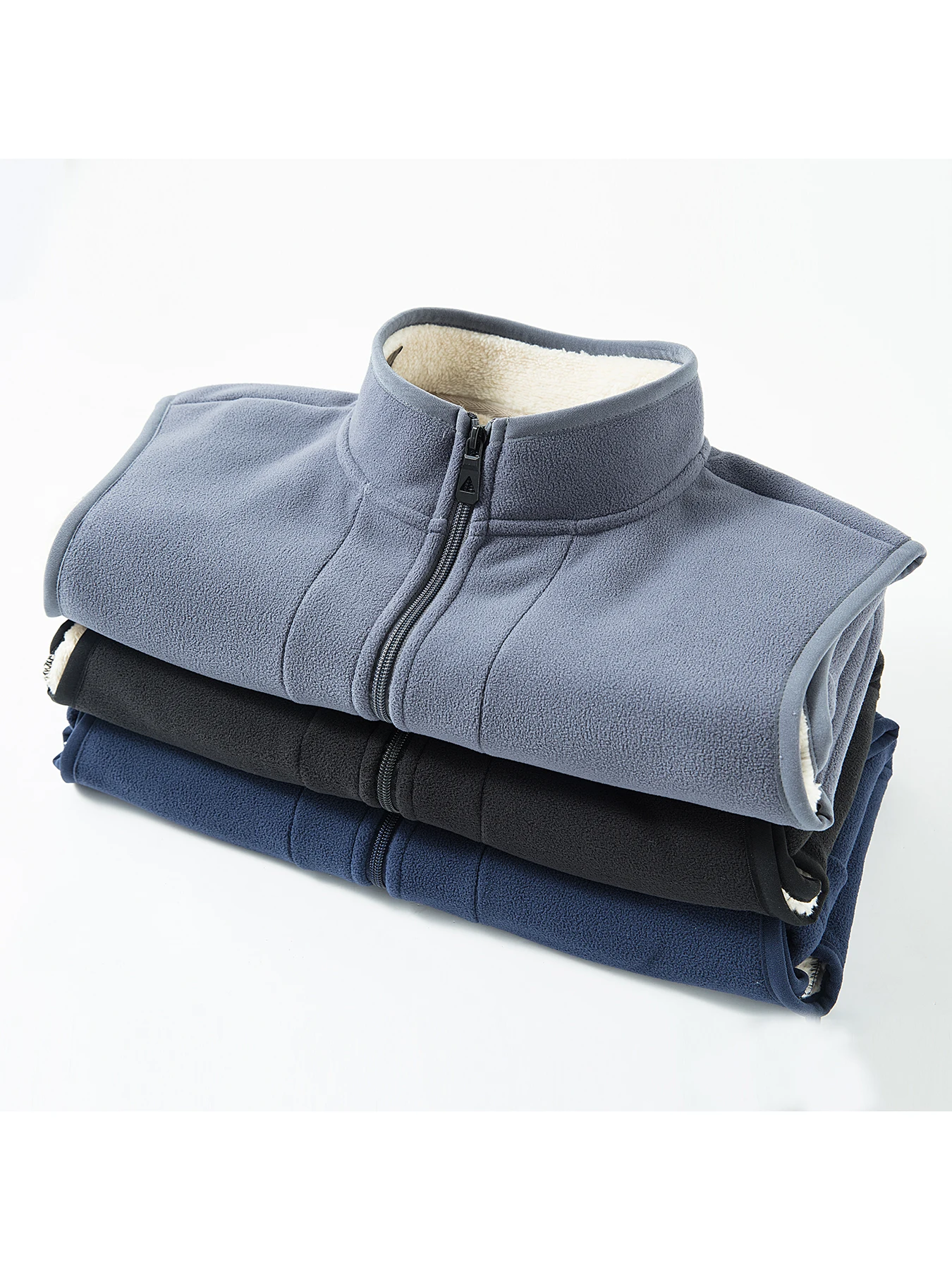 Fleece-Weste für Herren, Herbst-Winter, Lammwollwesten, dick, warm, Übergröße, lässige, mit Fleece gefütterte Weste, Mantel, ärmellose Weste – Detail 2