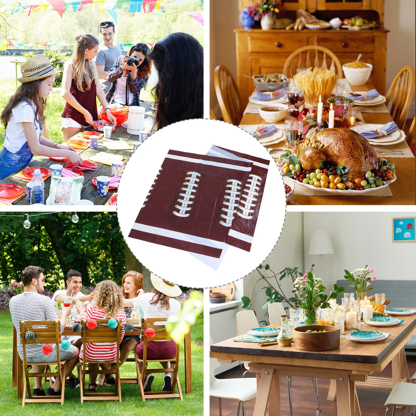 

Waterproof Party Tablecloth Football Rugby Theme Table Cover 137x274cm Sports Birthday Party Decorations