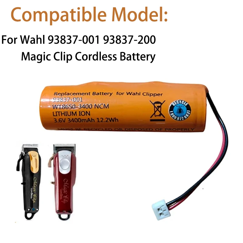 

3.6V 3400mAh Battery for WAHL 93837-001 93837-200 M Machine Senior Stering 4 Super Taper Cordless 8504L 8591L Battery