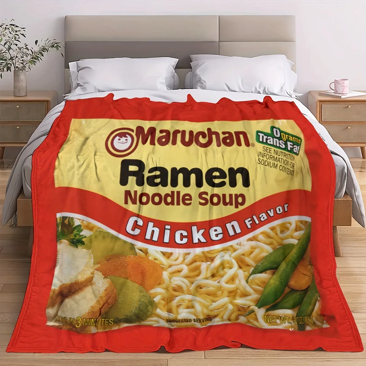 Ramen Noodle Soup Digital Printed Flannel Blanket Soft Throw Blankets For Car Sofa Couch Bed Office Camping