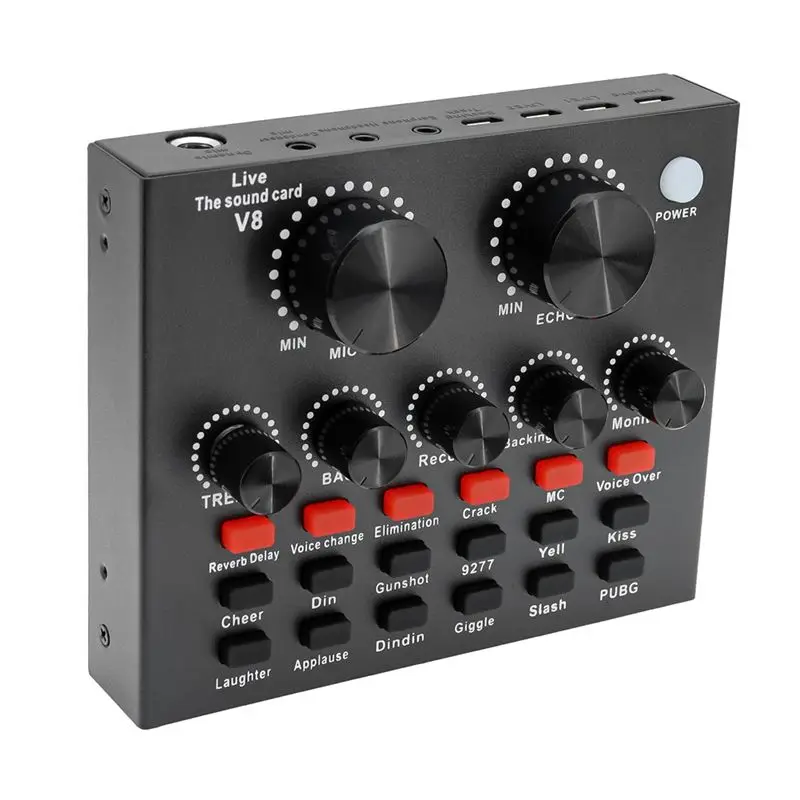 

Звуковая карта A01K-V8 для изменения голоса, прямых трансляций, пения, караоке, внешняя звуковая карта для записи на мобильные устройства и домашнего караоке