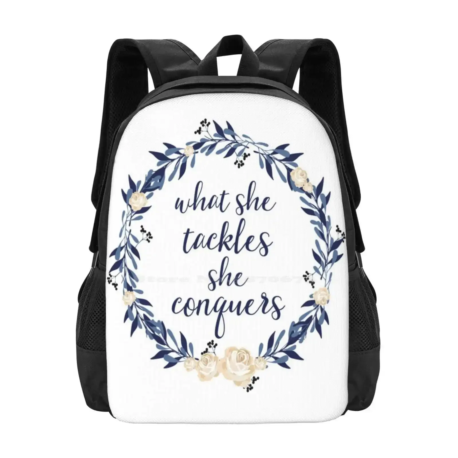 

What She Tackles She Conquers 3d Print Design Backpack Student Bag Girl Power What She Tackles Conquers Women Feminism Feminist