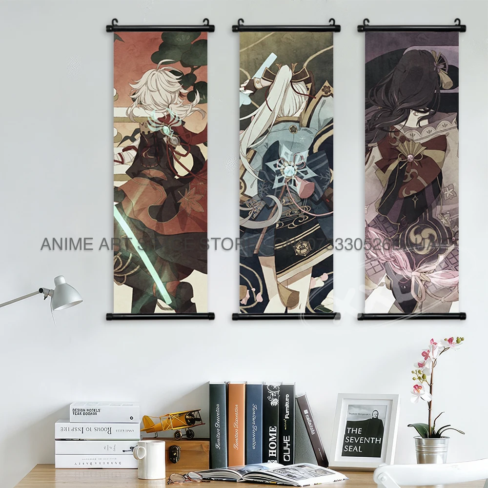 Genshin Impact Hängendes Gemälde Yae Miko Wandkunst Leinwand Kawaii Scrolls Bild Kaedehara Kazuha Home Decor Aether Anime Poster – Detail 4