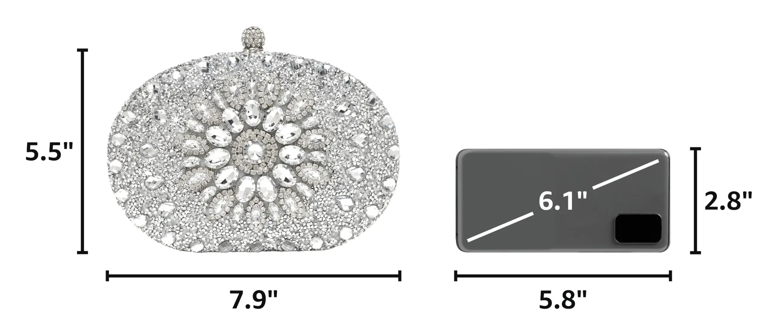 Women's Evening Bags Sparkly Rhinestone Clutch Purses Luxury Handbags