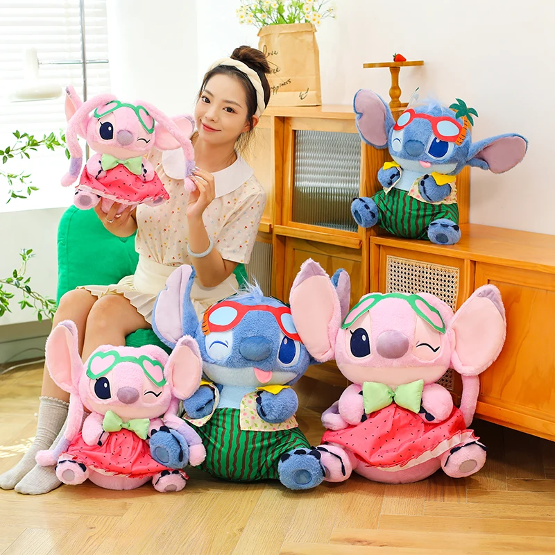 

Disney 60cm Summer Watermelon Stitch Kawaii Plush Toy Cartoon Cute Soft Pillow Home Decoration Doll Children's Christmas Gifts