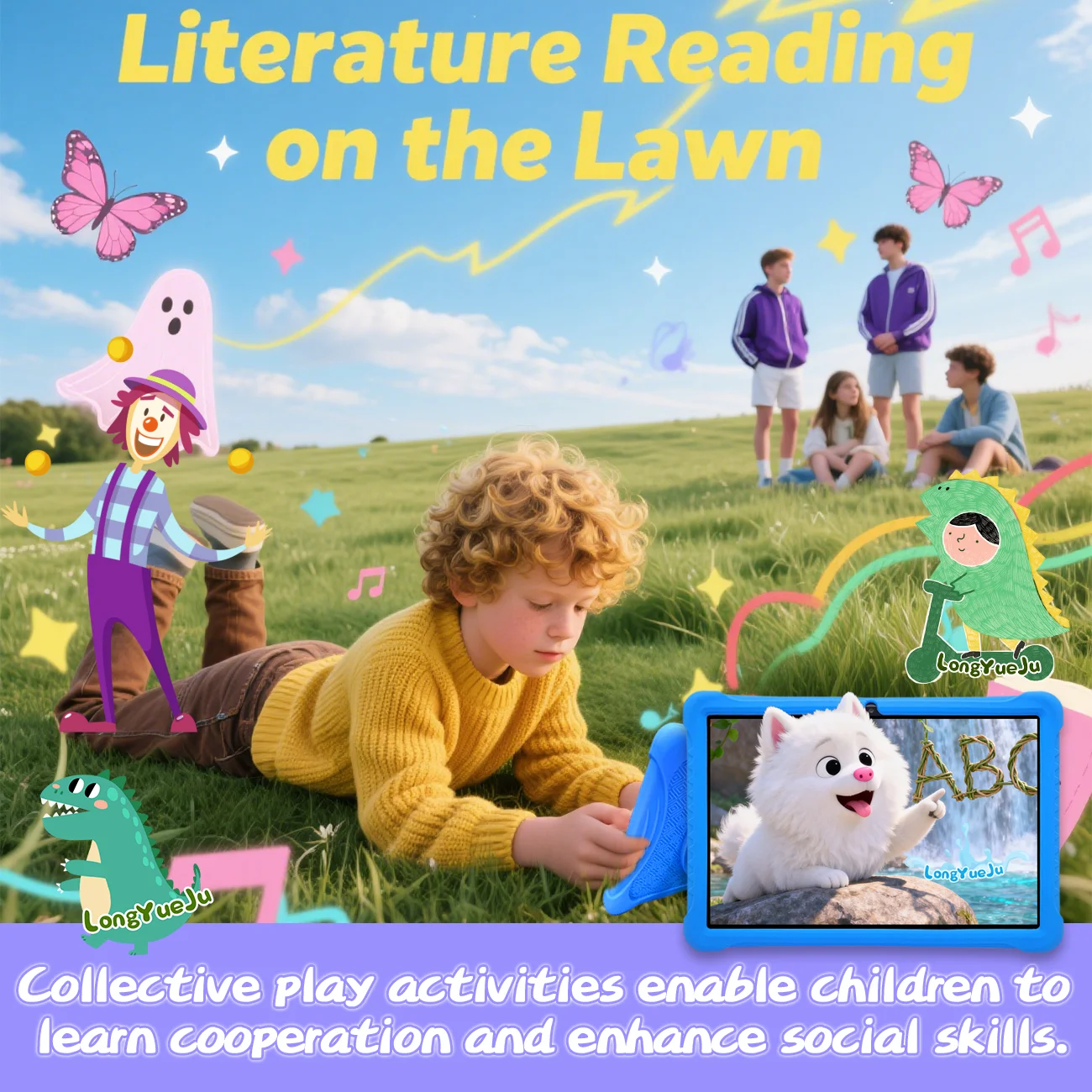 新しい 10.1 インチ子供用 t Android 12 キッドタブレット 3GB RAM 64GB ROM、ペアレンタルコントロール、2+5MP、5G、IPS 1280*800