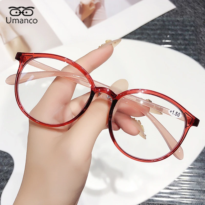 Ultralight Anti Blue Light Reading Glasses Women Fashion Elegant Purple Round Presbyopia Glasses Anti-fatigue Glasses Magnifier