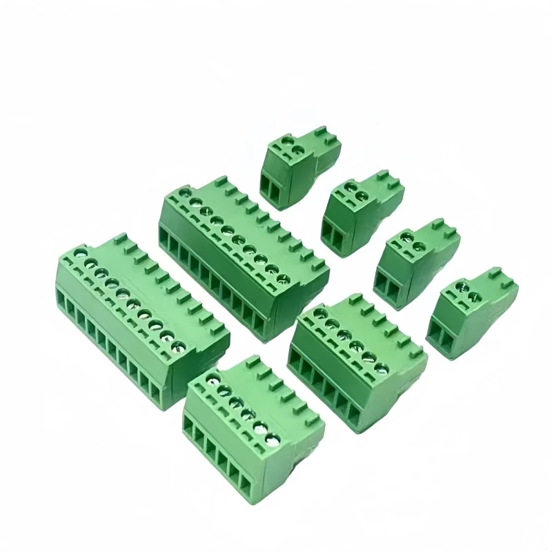 5sets 2edgrk-2.54mm Micro Terminal Block Plug-in 15edgkp 2p/3p/4p/5p/6p/8p Male And Female Set Green Screw Terminal