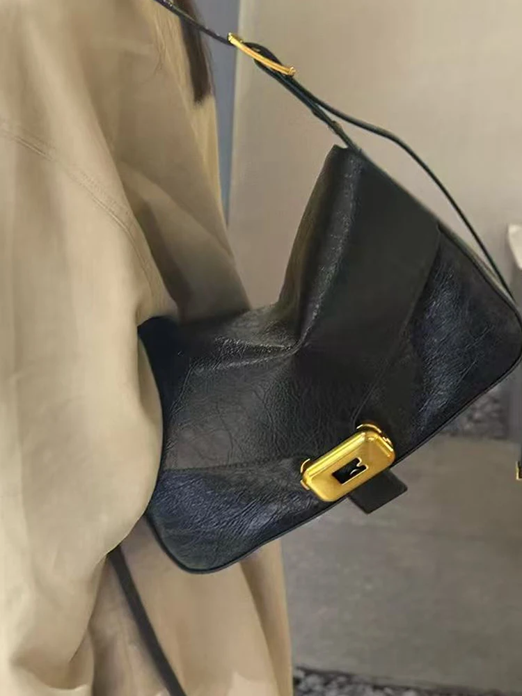 

Новые дизайнерские женские сумки через плечо класса люкс 2026 года из натуральной кожи, модные женские сумки-кроссбоди с золотой пряжкой из воловьей кожи