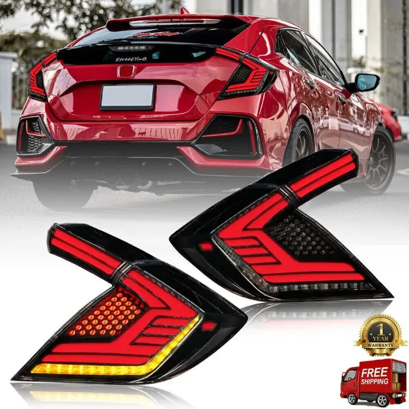 

Для Honda Civic Hatchback 2016-2021 светодиодные задние фонари пара дымчато-черный корпус последовательные задние фонари слева и справа