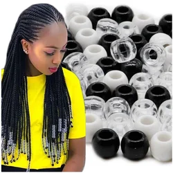 50pcs 12MM Transparent Plastic Resin Braid Beads 6mm Big Hole Clear Dreadlock Beads For Braids Hair Cuff Accessories