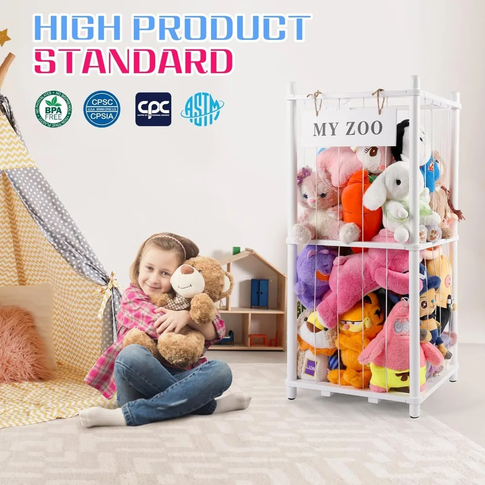 منظم حيوانات الغابات: رف خشبي موفر للمساحة لألعاب الأطفال المحشوة