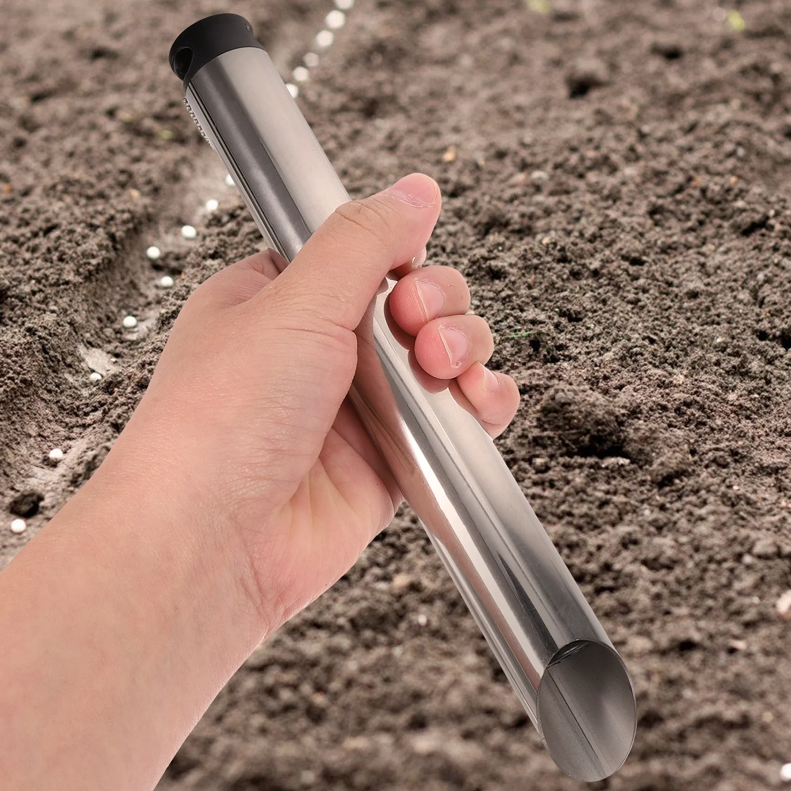 

Stainless Steel Planting Digger Manual Hole Puncher Portable Garden Tool for Sowing Transferring and Soil Release