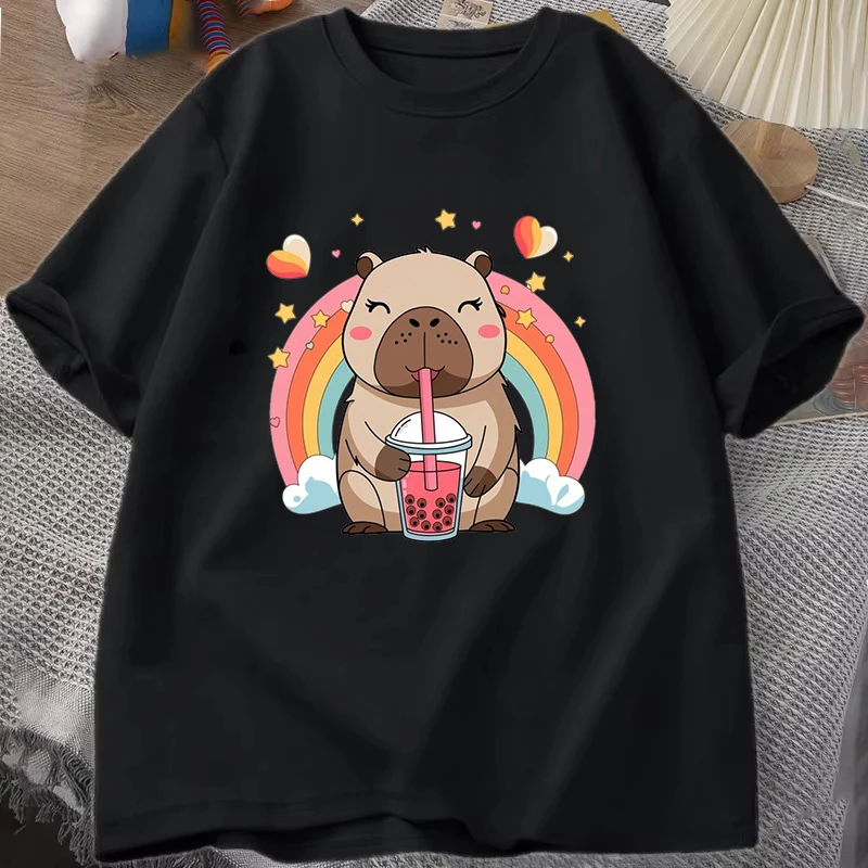 

Hot Cartoon Capybara Printing T-shirt Women Men Fashion Short Sleeve Street Casual Personality Summer T-shirt