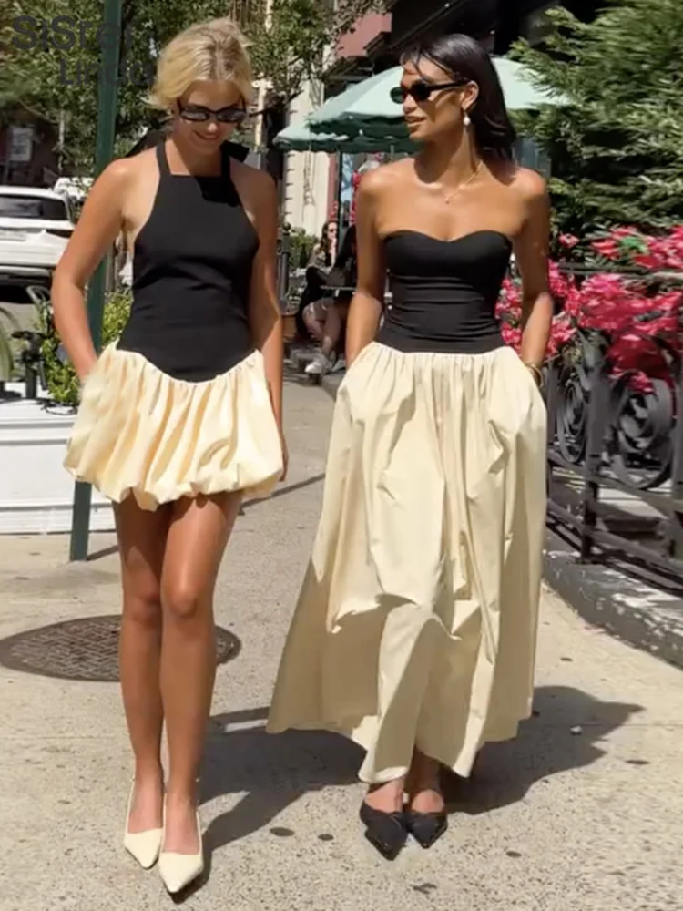 Sisterlinda-فستان شارع عالي العاري الذراعين للفتيات ، فوق الركبة ، ألياف حليب صغيرة ، مرقع الرسن ، إصدار الخريف جونيور ، K24D55545