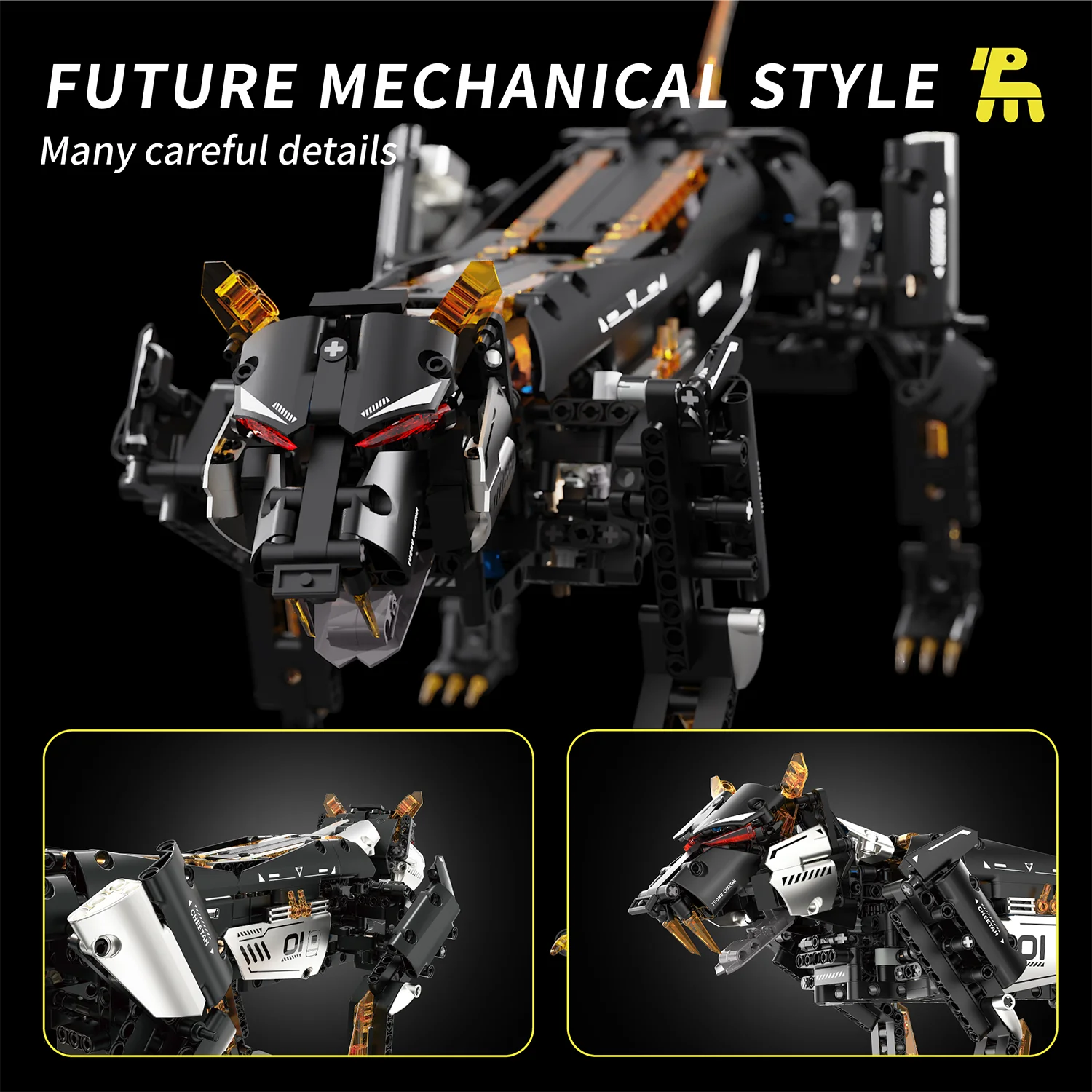 MOC テクニカルヒョウ動物ビルディングブロックデスクトップ装飾リモコンおもちゃ組立モデルギフト子供大人のおもちゃ