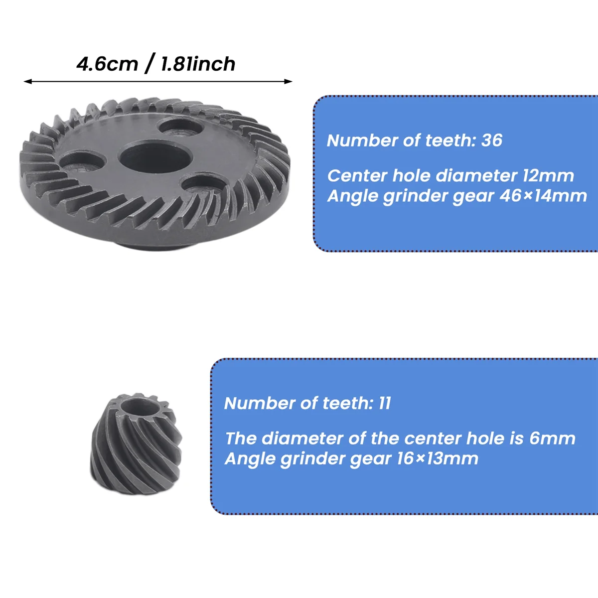Set di ingranaggi conici a spirale grigio scuro per smerigliatrice angolare Makita 9523 XY