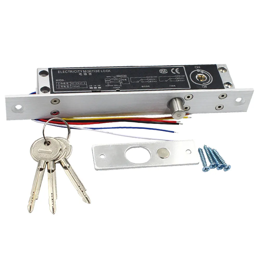 Fail Secure Elétrica Drop Bolt Lock, Bloqueio com Chaves Manuais, 6Wire Signal Output, Delay Deadbolt eletrônico para Sistema de Controle de Acesso,