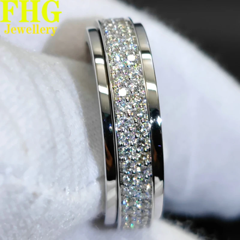 

9K Au375 White Gold Ring 1.5Carat Nature Diamond luxury with diamond transfer ring wedding Engagement Anniversary Fashion