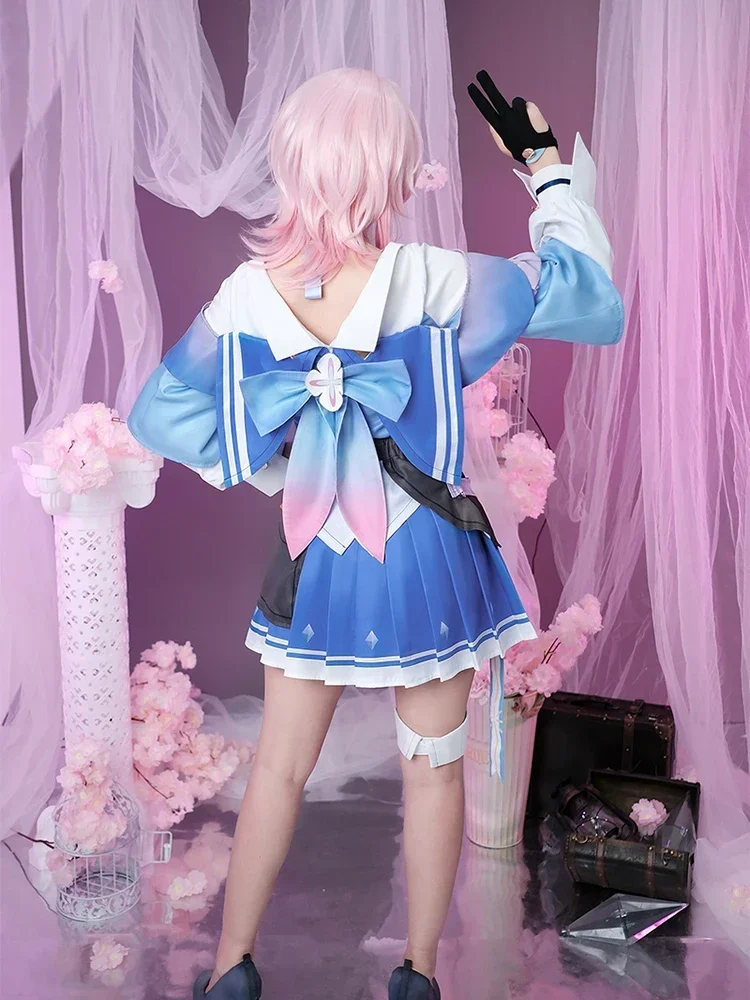 7 de março cosplay traje jogo honkai estrela ferroviário bonito azul vestido feminino halloween carnaval festa uniforme marinheiro