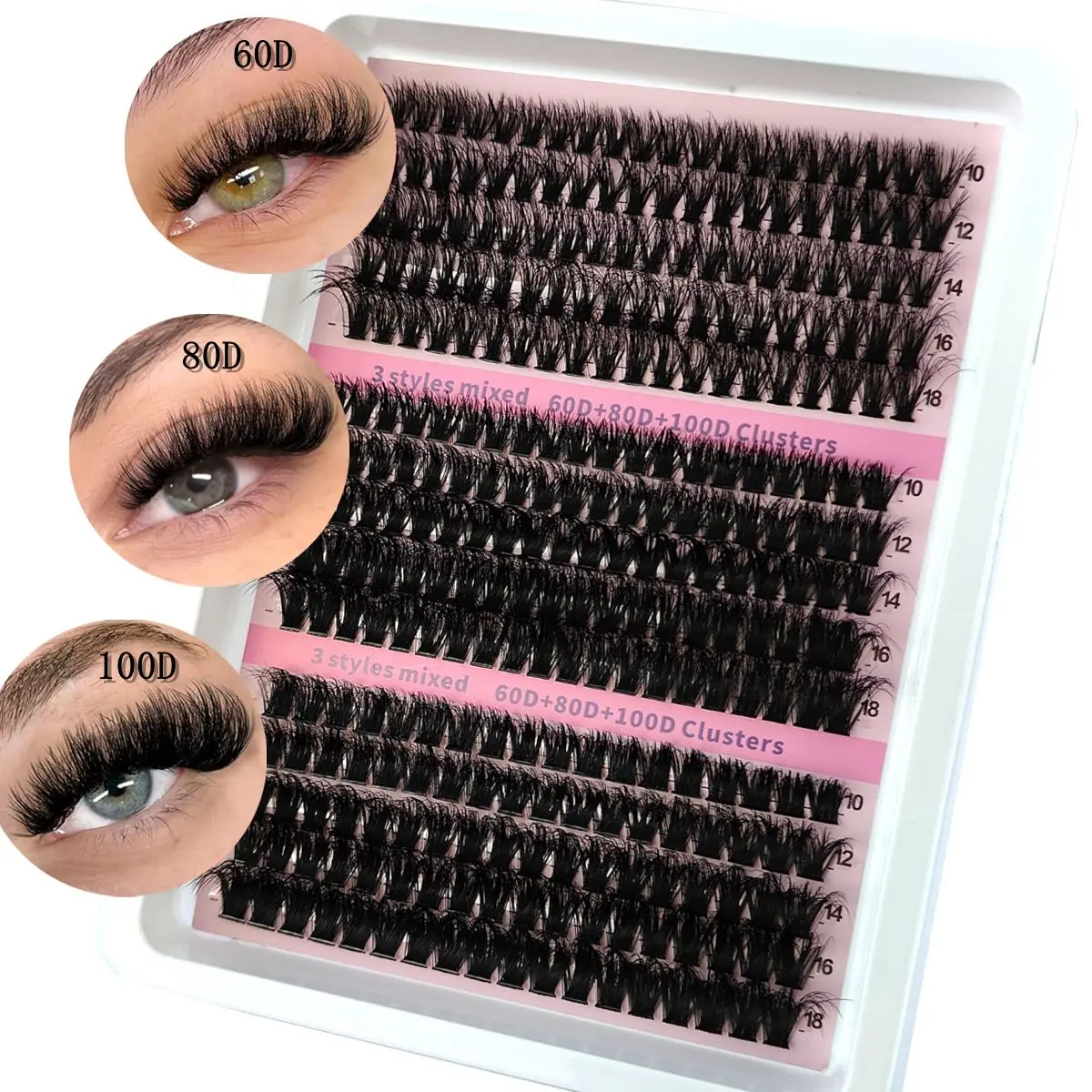 HBZGTLAD 15 rangées de cils moelleux 60D-100D grappes de cils épais naturels D/CC/DD cils individuels bricolage Extension de cils