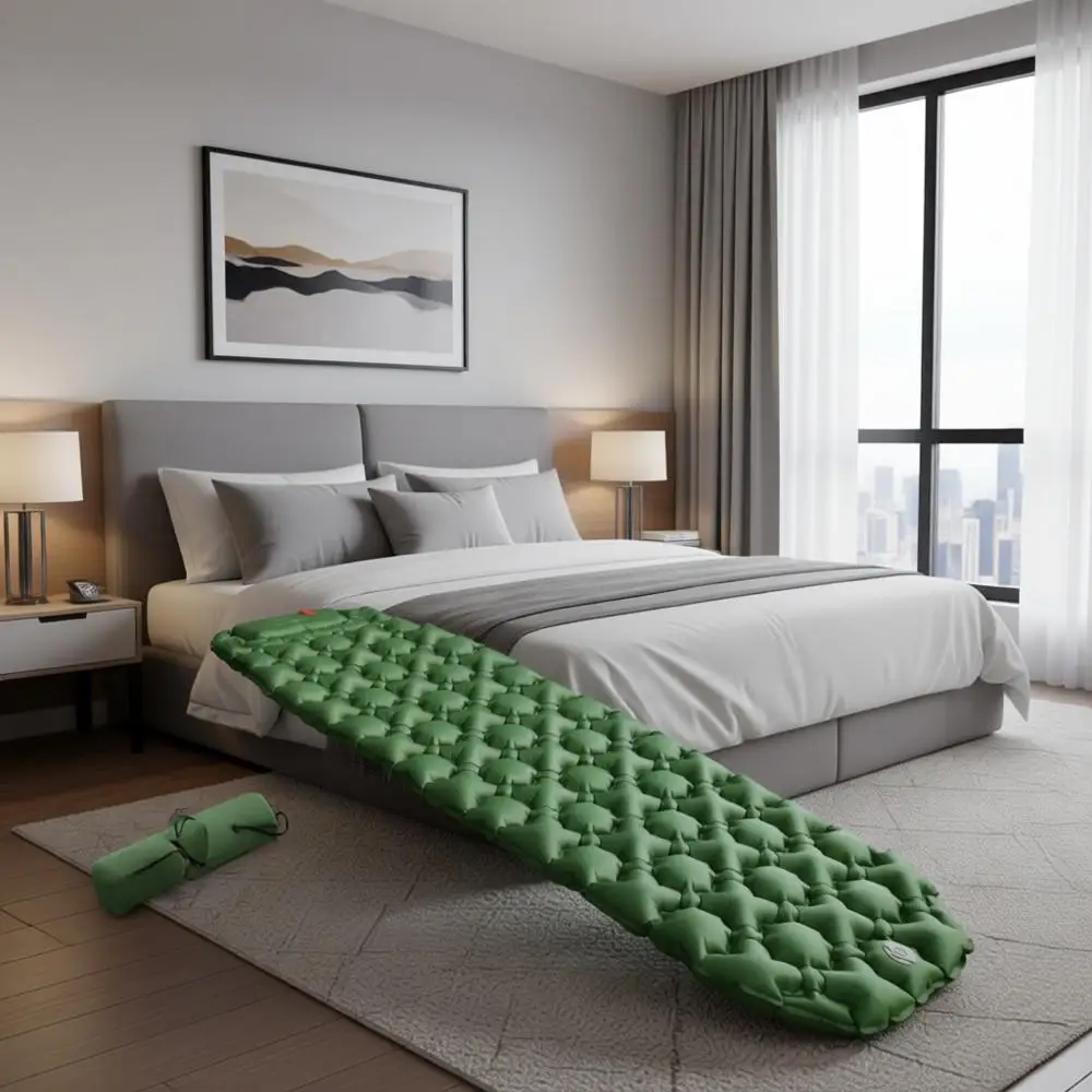 

Легкий, водонепроницаемый, оливково-зеленый самонадувающийся спальный коврик