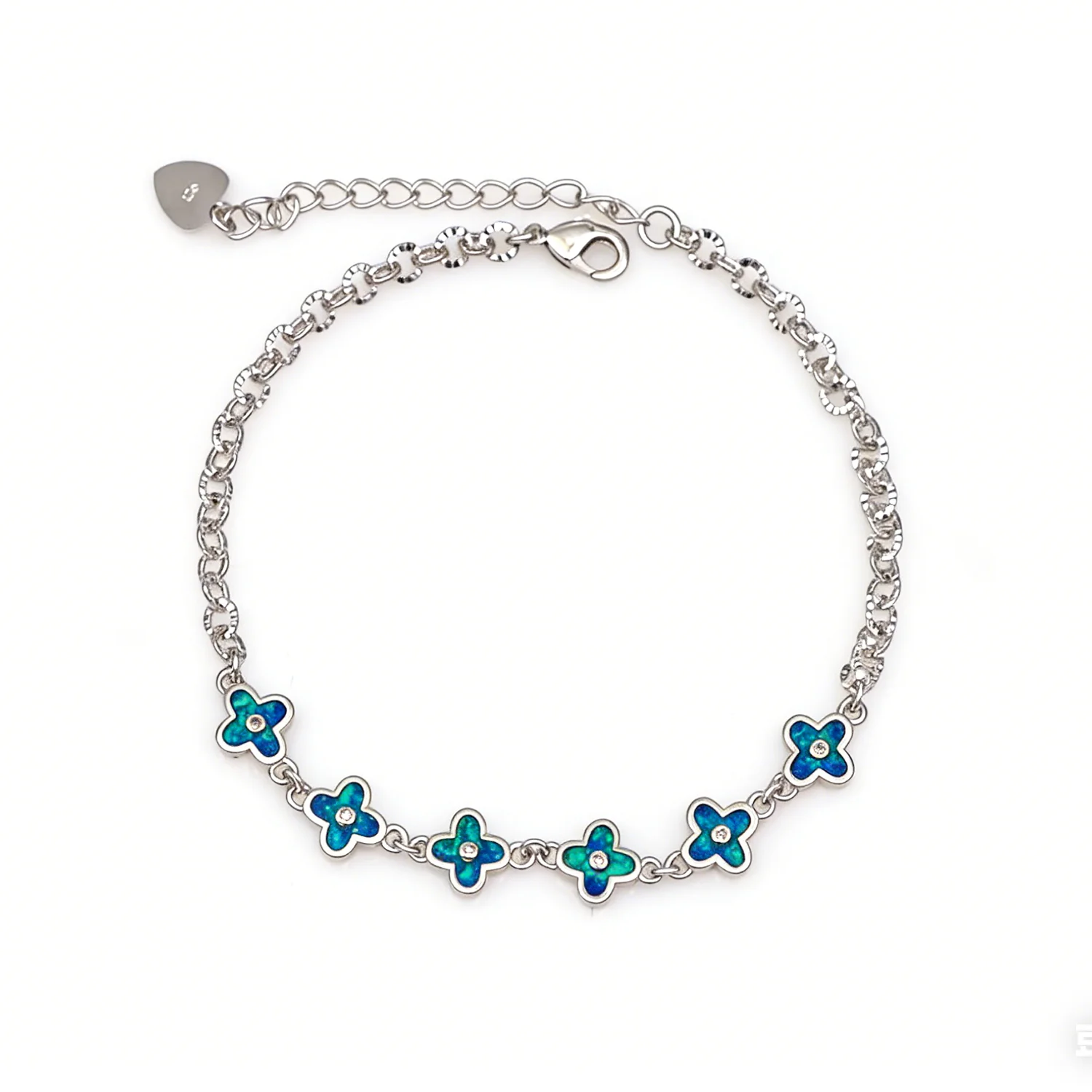 Gift for Her Blue Opal Flowers Bracelet,Adjustable Bracelet Romantic Opal Jewelry that Brings her Luck for Birthday/Anniversary