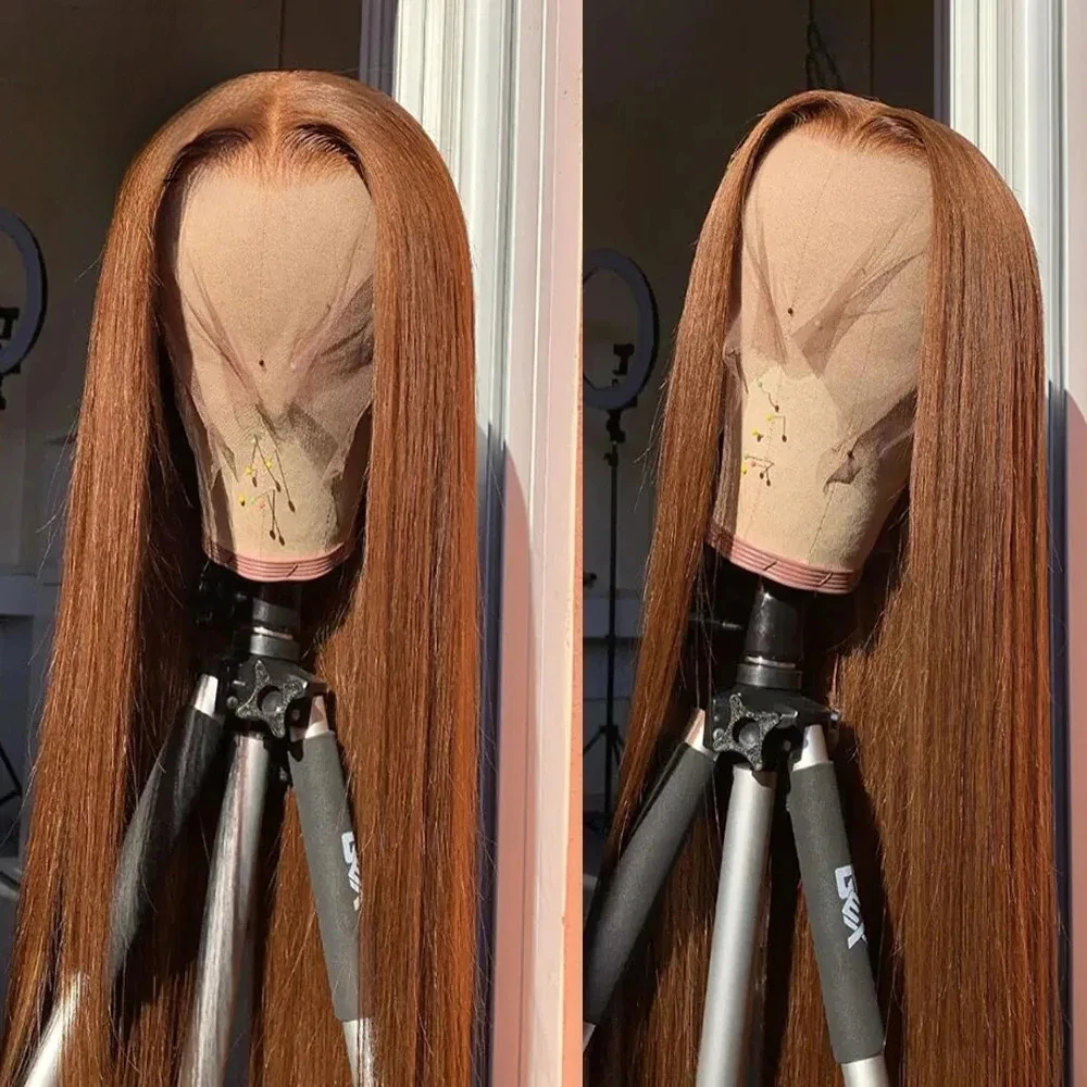 بني فاتح ملون العظام مستقيم الدانتيل شعر مستعار أمامي HD شفاف قبل قطعها 13X4 الدانتيل الباروكات الأمامية الاصطناعية للنساء Cospaly