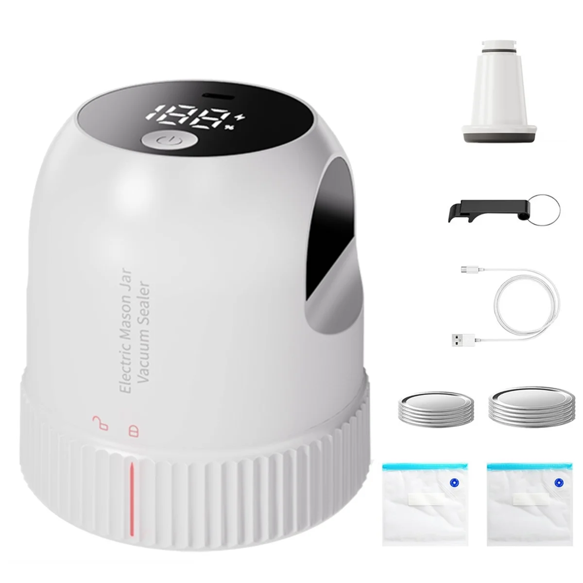 

Электрический комплект вакуумного упаковщика для банок Mason 3в1, автоматический вакуумный упаковщик для вакуумных пакетов Mason с широким и обычным ртом