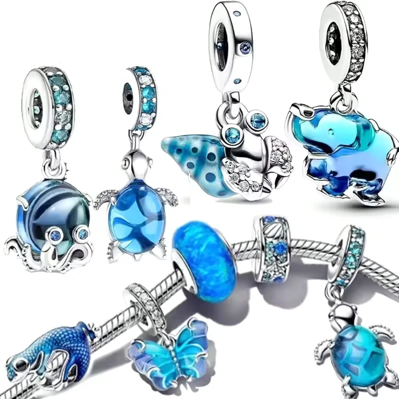 

2025 New Fashion Creative Blue Pendant For Pantaro Original Bracelet Accessories Senior Fine Charm Jewellery Wholesale Pdr