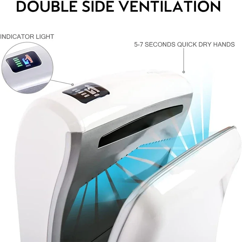 New 1800W Automatic Jet Hand Dryer with HEPA Vertical Slim Double for Commercial Wall Mounted Electric Fast Drying for Toilet