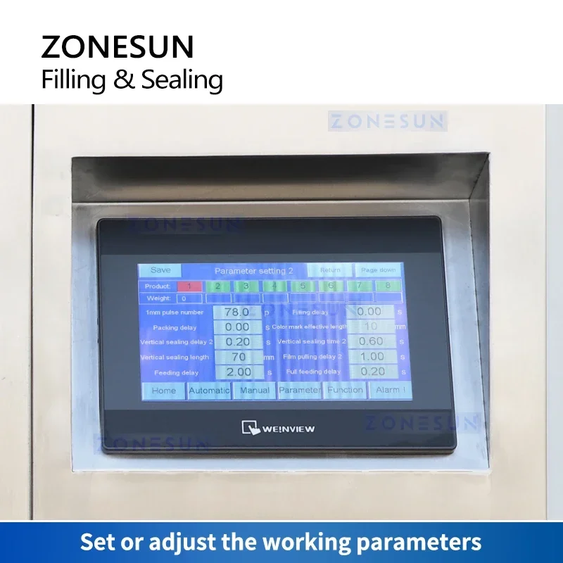 ZONESUN التلقائي صلصة VFFS آلة التعبئة والتغليف لصق ملء وختم المعدات السائل الكيس الحقيبة المكبس مضخة ZS-GFGT620