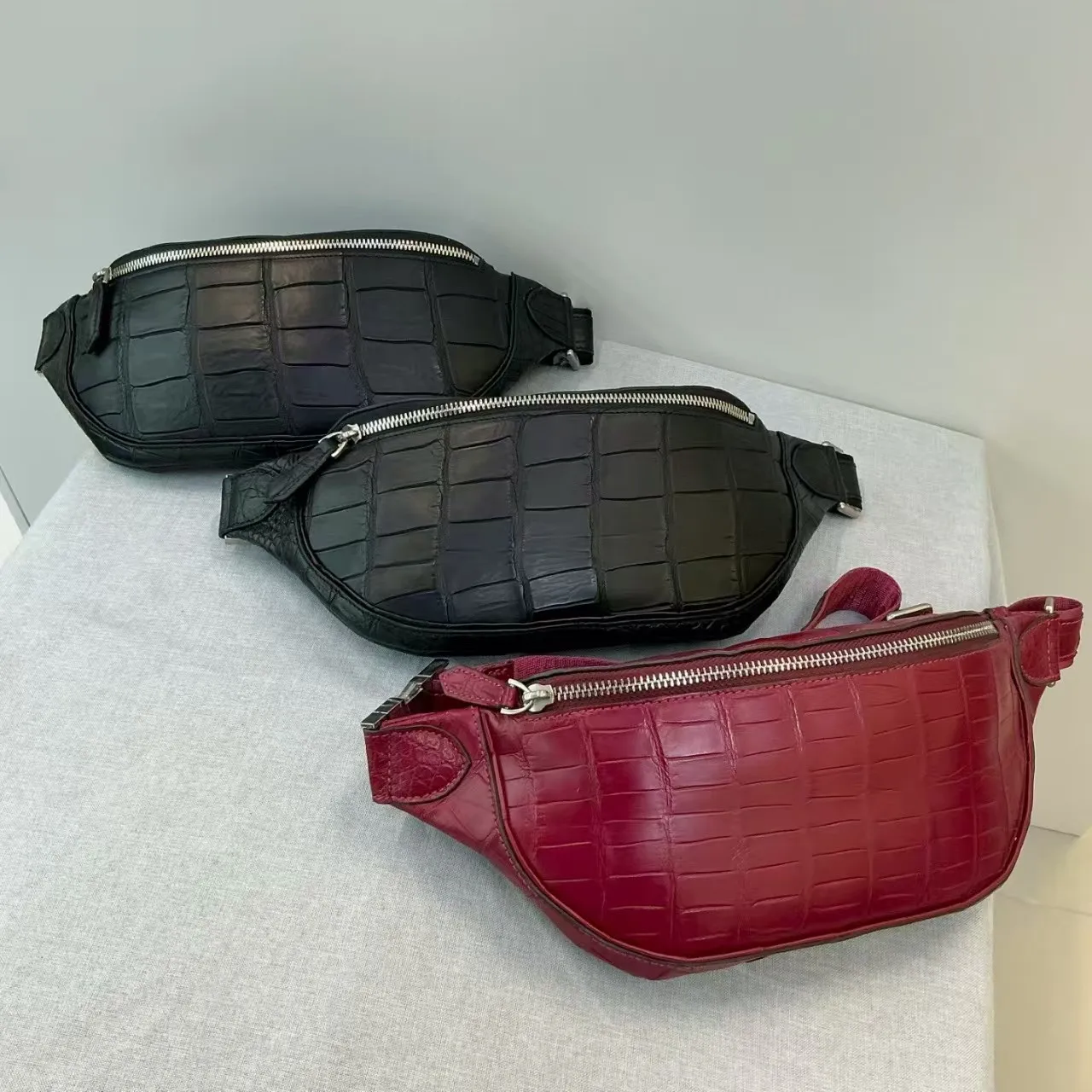 Top Level Quality Genuine/Real 100% crocodile leathe skin men cross body bag small size waist or shoulder fashion men bag